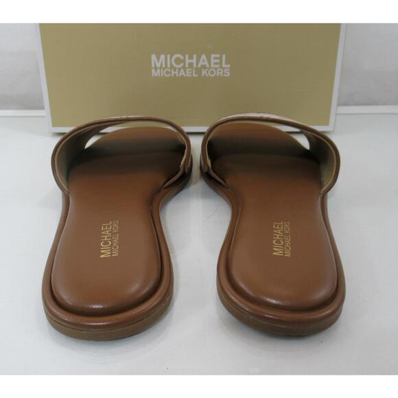 Michael Kors Hayworth Empire Logo Jacquard Slide Sandal Natural Luggage Size 7.5 - Picture 6 of 7